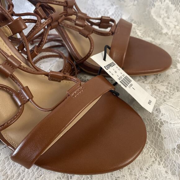 Express Women's Size 9 Tie-Up Gladiator Heeled Sandals whit tag see photos - Picture 8 of 10